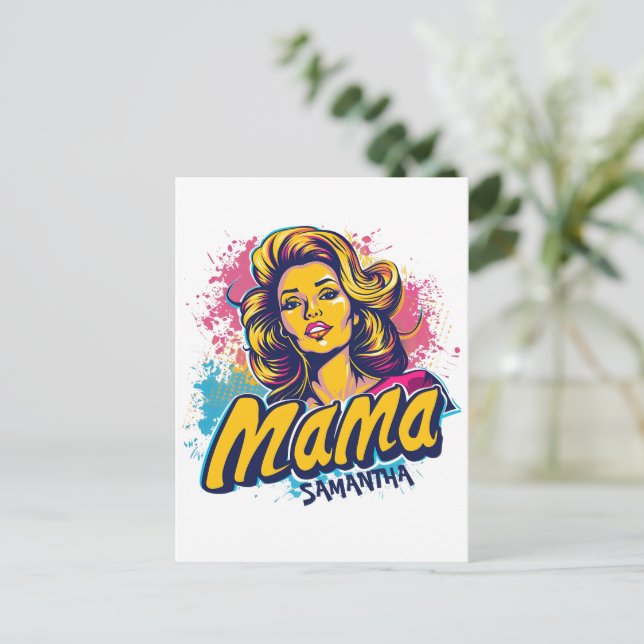 Personalized Retro  Mama Pop Art (14) Postcard (Standing Front)
