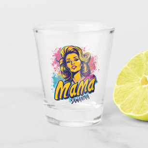 Personalized Retro Mama Pop Art (14) Shot Glass