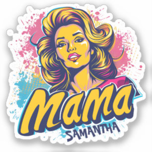 Personalized Retro Mama Pop Art (14) Sticker