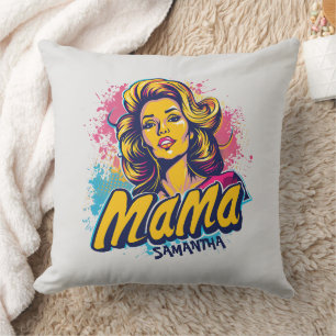 Personalized Retro Mama Pop Art (14) Throw Pillow