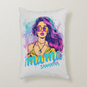 Personalized Retro  Mama Pop Art (15) Accent Pillow