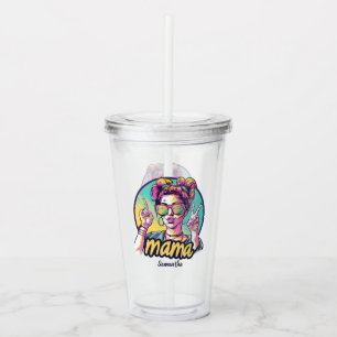 Personalized Retro Mama Pop Art (15) Acrylic Tumbler