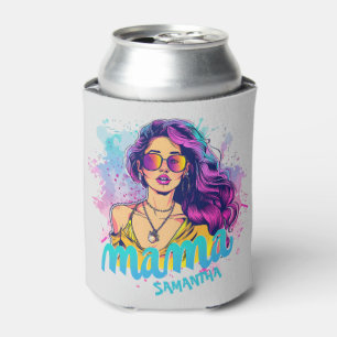 Personalized Retro Mama Pop Art (15) Can Cooler