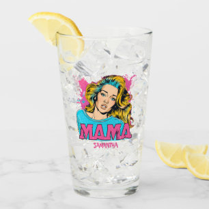 Personalized Retro Mama Pop Art (15) Glass