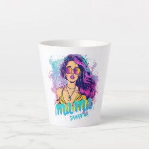Personalized Retro Mama Pop Art (15) Latte Mug