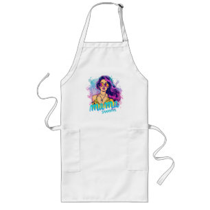 Personalized Retro  Mama Pop Art (15) Long Apron