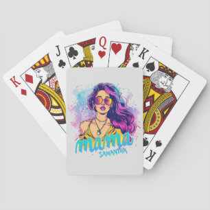 Personalized Retro  Mama Pop Art (15) Playing Cards