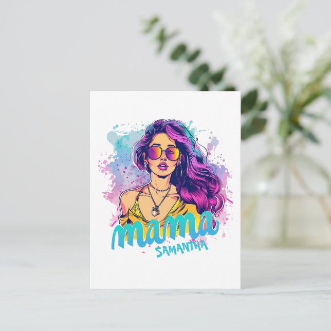 Personalized Retro  Mama Pop Art (15) Postcard (Standing Front)