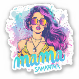 Personalized Retro Mama Pop Art (15) Sticker