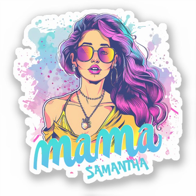 Personalized Retro  Mama Pop Art (15) Sticker (Front)