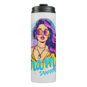 Personalized Retro Mama Pop Art (15) Thermal Tumbler