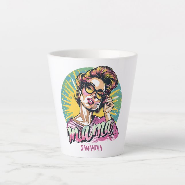 Personalized Retro  Mama Pop Art (16) Latte Mug (Front)