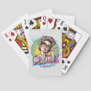 Personalized Retro  Mama Pop Art (16) Playing Cards