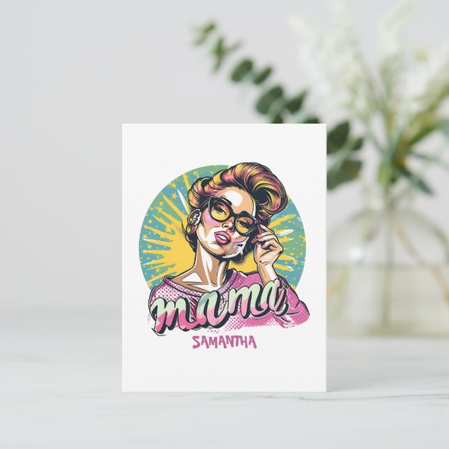 Personalized Retro  Mama Pop Art (16) Postcard (Standing Front)