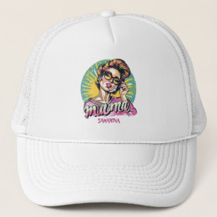 Personalized Retro  Mama Pop Art (16) Trucker Hat