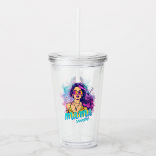 Personalized Retro Mama Pop Art (17) Acrylic Tumbler