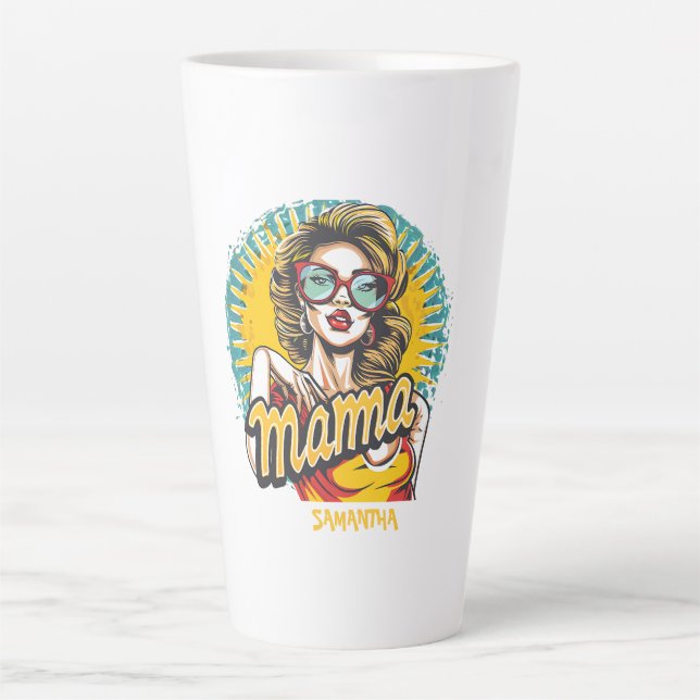 Personalized Retro  Mama Pop Art (17) Latte Mug (Front)