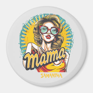 Personalized Retro  Mama Pop Art (17) Magnet