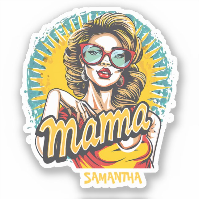 Personalized Retro  Mama Pop Art (17) Sticker (Front)