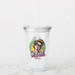 Personalized Retro Mama Pop Art (18) Acrylic Tumbler