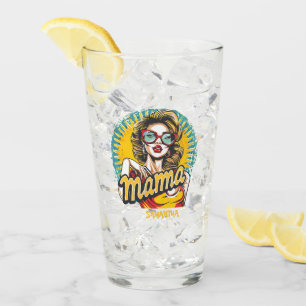 Personalized Retro Mama Pop Art (18) Glass
