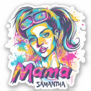 Personalized Retro  Mama Pop Art (18) Sticker
