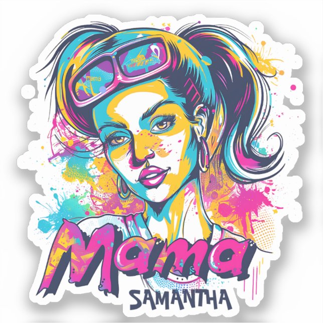 Personalized Retro  Mama Pop Art (18) Sticker (Front)