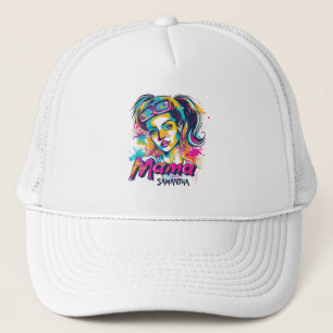 Personalized Retro Mama Pop Art (18) Trucker Hat
