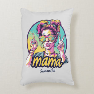 Personalized Retro  Mama Pop Art (19) Accent Pillow