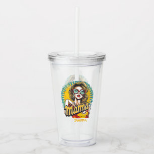 Personalized Retro Mama Pop Art (19) Acrylic Tumbler