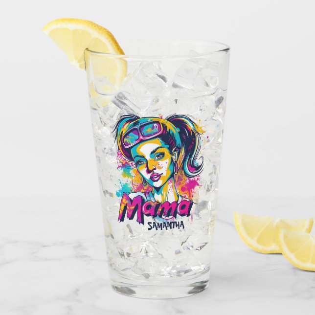 Personalized Retro  Mama Pop Art (19) Glass (Front Ice)
