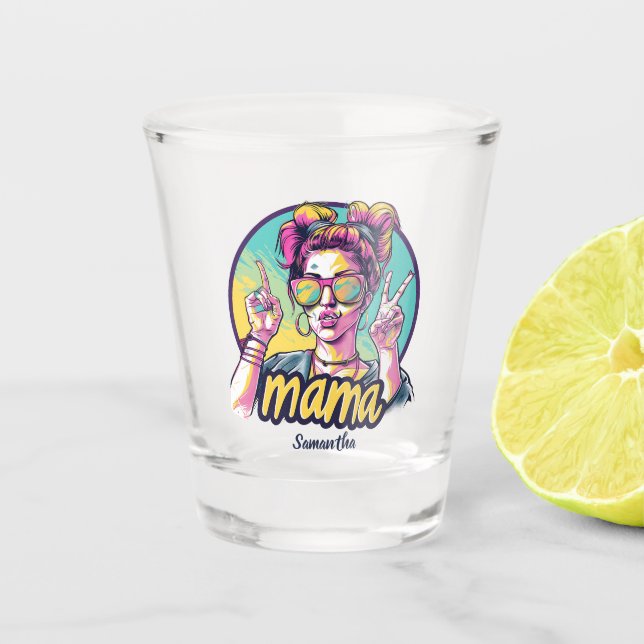 Personalized Retro  Mama Pop Art (19) Shot Glass (Front)