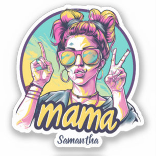 Personalized Retro Mama Pop Art (19) Sticker