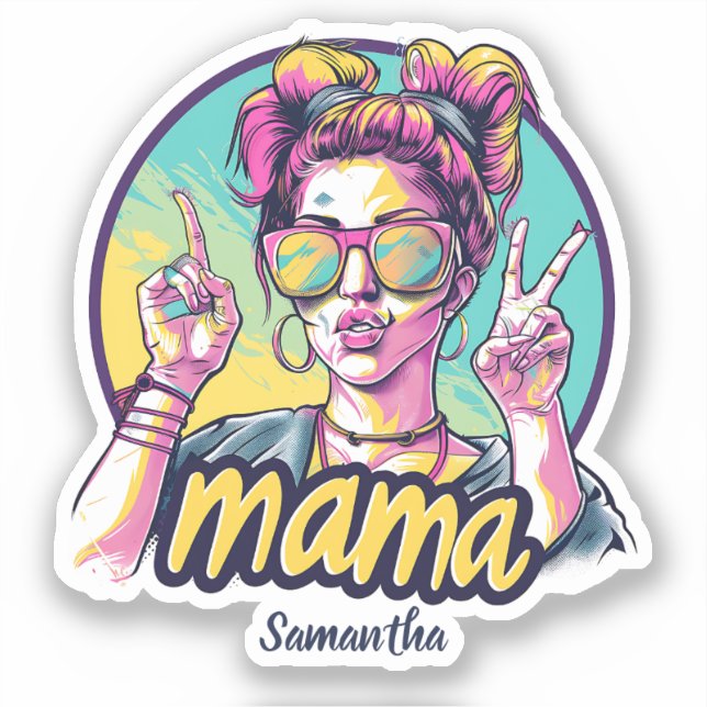 Personalized Retro  Mama Pop Art (19) Sticker (Front)