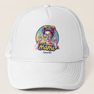 Personalized Retro Mama Pop Art (19) Trucker Hat
