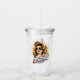 Personalized Retro Mama Pop Art 1 Acrylic Tumbler