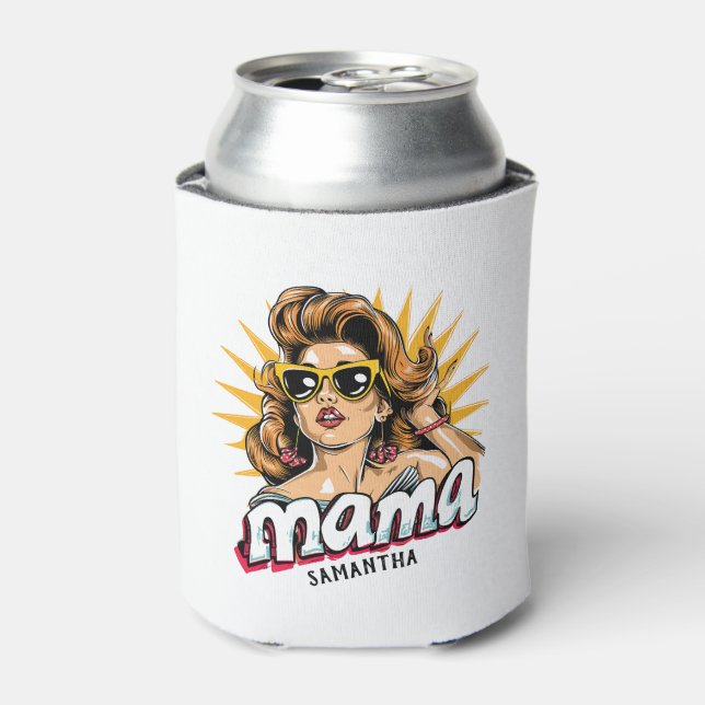 Personalized Retro  Mama Pop Art 1 Can Cooler (Can Front)