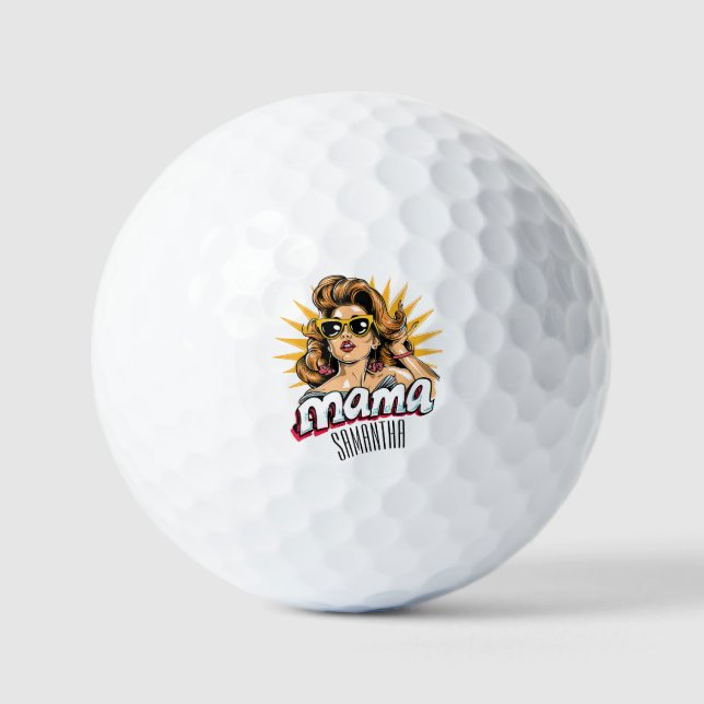 Personalized Retro  Mama Pop Art 1 Golf Balls (Front)