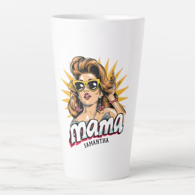 Personalized Retro  Mama Pop Art 1 Latte Mug (Front)