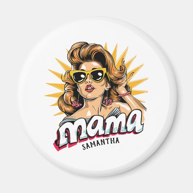 Personalized Retro  Mama Pop Art 1 Magnet (Front)