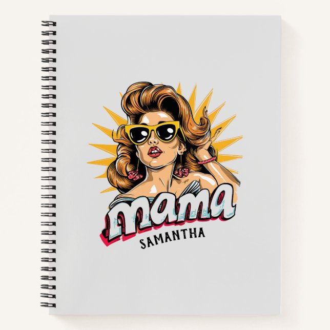 Personalized Retro  Mama Pop Art 1 Notebook (Front)