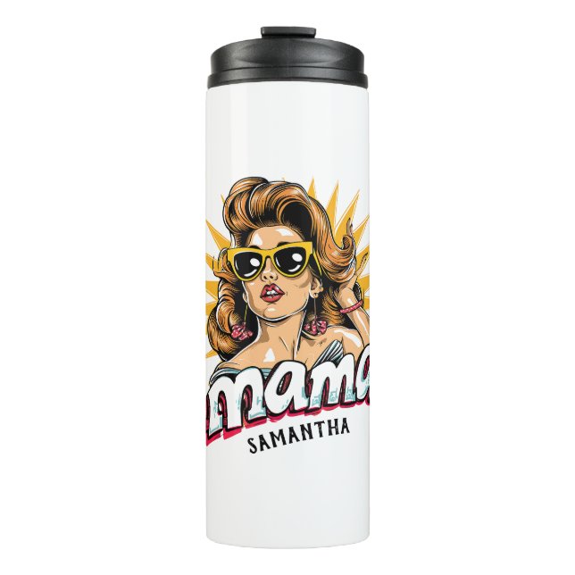 Personalized Retro  Mama Pop Art 1 Thermal Tumbler (Front)