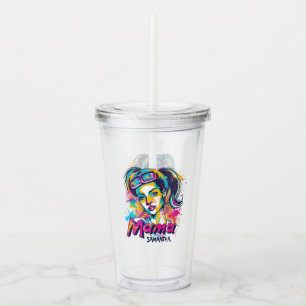 Personalized Retro Mama Pop Art (20) Acrylic Tumbler