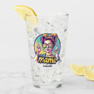 Personalized Retro Mama Pop Art (20) Glass