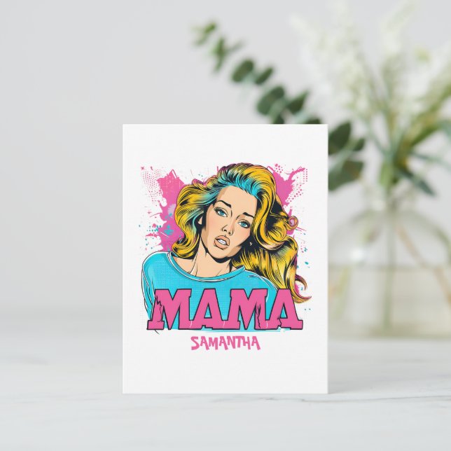 Personalized Retro  Mama Pop Art (20) Postcard (Standing Front)