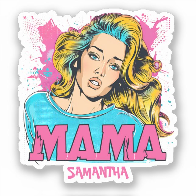 Personalized Retro  Mama Pop Art (20) Sticker (Front)