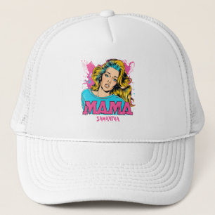 Personalized Retro Mama Pop Art (20) Trucker Hat