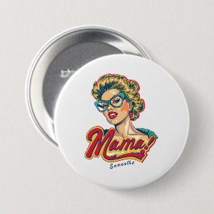 Personalized Retro  Mama Pop Art 2 3 Inch Round Button