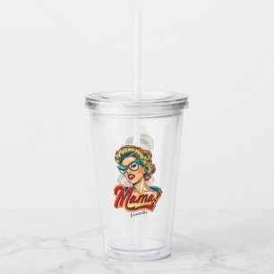 Personalized Retro Mama Pop Art 2 Acrylic Tumbler