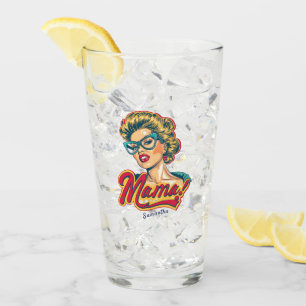Personalized Retro Mama Pop Art 2 Glass